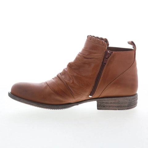Miz Mooz Lynda Womens Brown Leather Zipper Ankle & Booties Boots