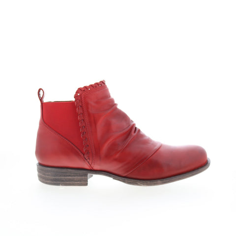 Miz Mooz Lynda Womens Red Leather Zipper Ankle & Booties Boots