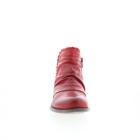 Miz Mooz Lynda Womens Red Leather Zipper Ankle & Booties Boots