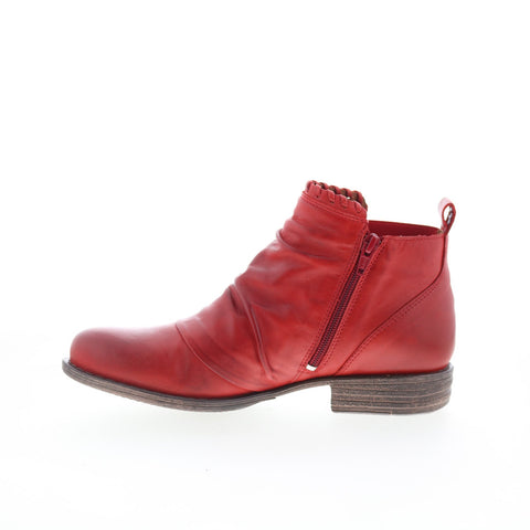 Miz Mooz Lynda Womens Red Leather Zipper Ankle & Booties Boots