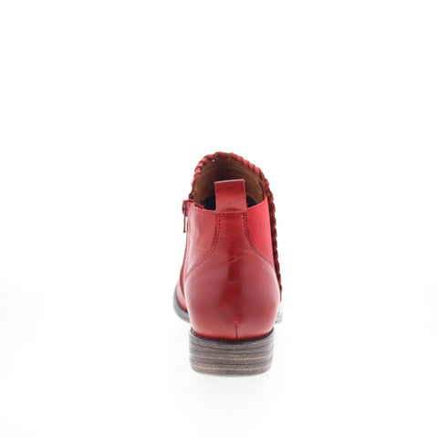 Miz Mooz Lynda Womens Red Leather Zipper Ankle & Booties Boots