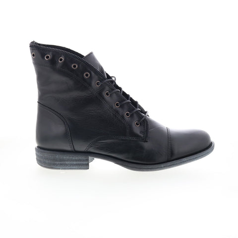 Miz Mooz Lynette Womens Black Leather Lace Up Casual Dress Boots