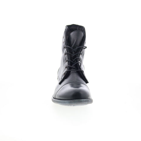Miz Mooz Lynette Womens Black Leather Lace Up Casual Dress Boots