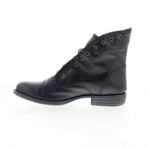 Miz Mooz Lynette Womens Black Leather Lace Up Casual Dress Boots