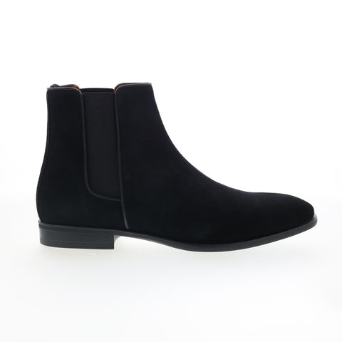Aquatalia Adrian Dress Suede M001001 Mens Black Suede Slip On Chelsea Boots