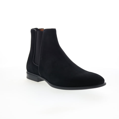 Aquatalia Adrian Dress Suede M001001 Mens Black Suede Slip On Chelsea Boots