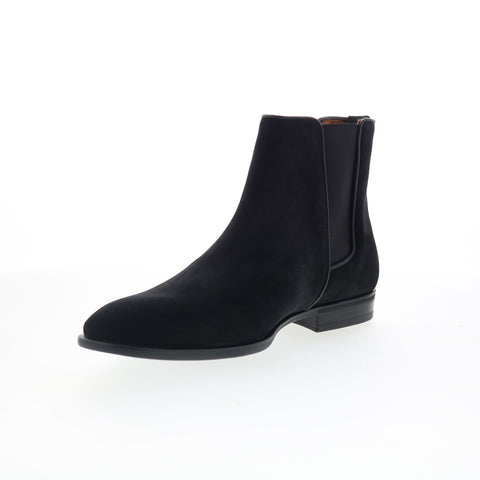Aquatalia Adrian Dress Suede M001001 Mens Black Suede Slip On Chelsea Boots