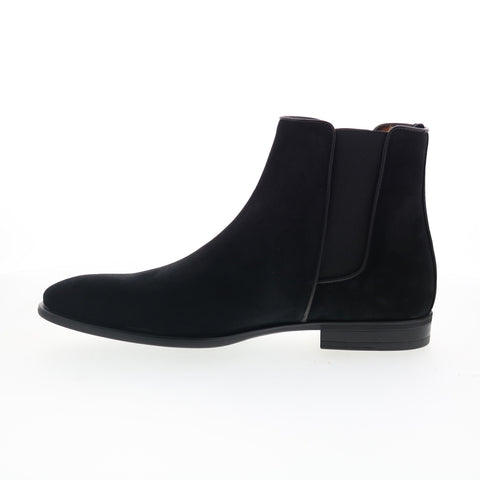Aquatalia Adrian Dress Suede M001001 Mens Black Suede Slip On Chelsea Boots