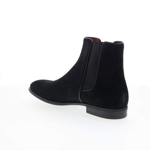 Aquatalia Adrian Dress Suede M001001 Mens Black Suede Slip On Chelsea Boots