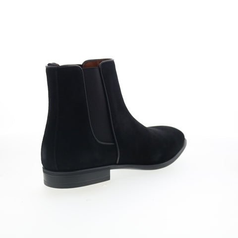 Aquatalia Adrian Dress Suede M001001 Mens Black Suede Slip On Chelsea Boots