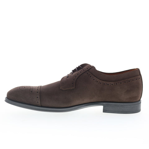 Aquatalia Duke Suede Waterproof Mens Brown Oxfords & Lace Ups Cap Toe Shoes