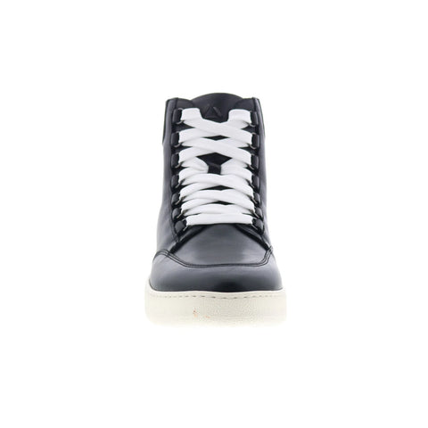 Aquatalia Pete M079801 Mens Black Leather Lace Up Lifestyle Sneakers Shoes