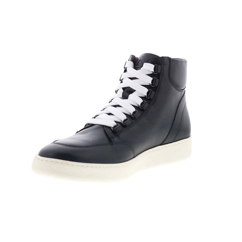 Aquatalia Pete M079801 Mens Black Leather Lace Up Lifestyle Sneakers Shoes