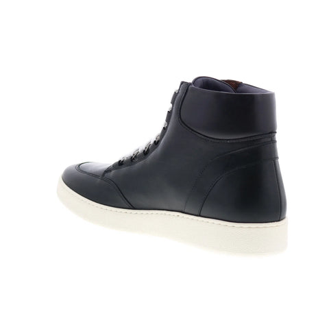 Aquatalia Pete M079801 Mens Black Leather Lace Up Lifestyle Sneakers Shoes