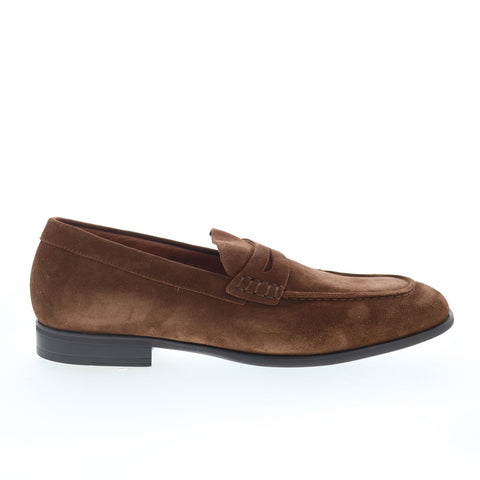 Aquatalia Adamo Suede Waterproof Mens Brown Loafers & Slip Ons Penny Shoes