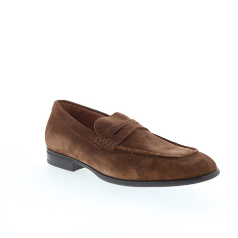 Aquatalia Adamo Suede Waterproof Mens Brown Loafers & Slip Ons Penny Shoes