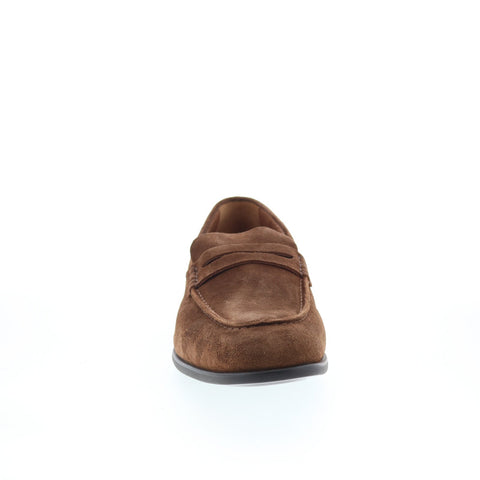 Aquatalia Adamo Suede Waterproof Mens Brown Loafers & Slip Ons Penny Shoes