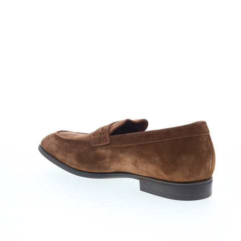 Aquatalia Adamo Suede Waterproof Mens Brown Loafers & Slip Ons Penny Shoes