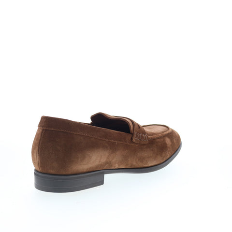 Aquatalia Adamo Suede Waterproof Mens Brown Loafers & Slip Ons Penny Shoes