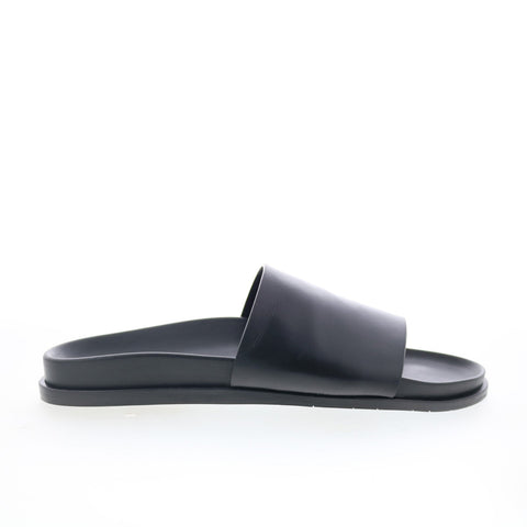 Aquatalia Otto Waterproof M098601 Mens Black Leather Sandals Slides Shoes