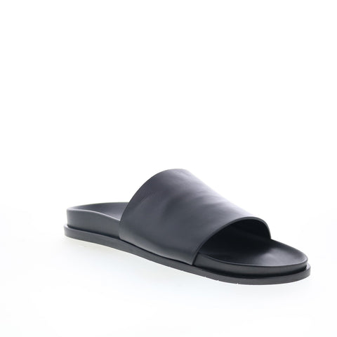 Aquatalia Otto Waterproof M098601 Mens Black Leather Sandals Slides Shoes