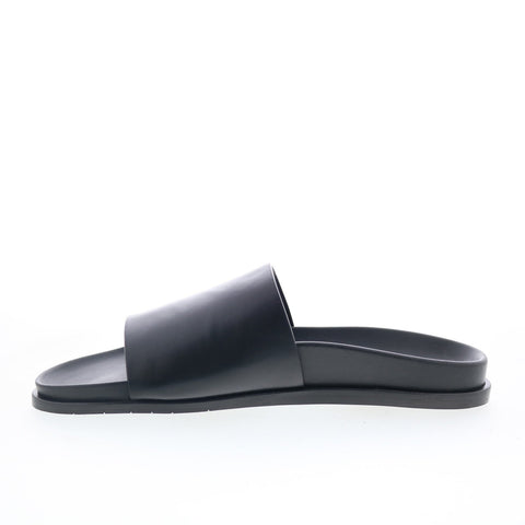 Aquatalia Otto Waterproof M098601 Mens Black Leather Sandals Slides Shoes
