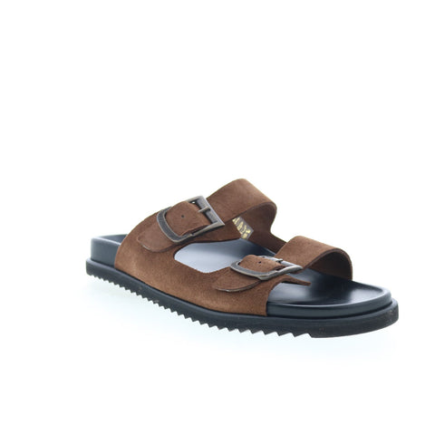 Aquatalia Byron Waterproof M103434 Mens Brown Suede Sandals Slides Shoes