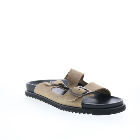 Aquatalia Byron Waterproof M103429 Mens Gray Suede Sandals Slides Shoes