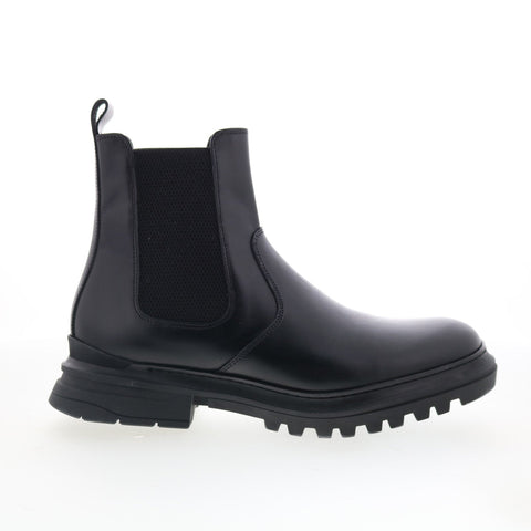Aquatalia Enrico Waterproof M106901 Mens Black Leather Slip On Chelsea Boots