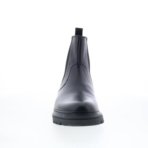 Aquatalia Enrico Waterproof M106901 Mens Black Leather Slip On Chelsea Boots