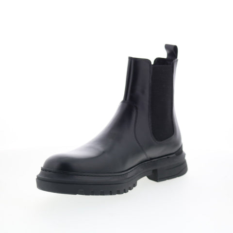 Aquatalia Enrico Waterproof M106901 Mens Black Leather Slip On Chelsea Boots