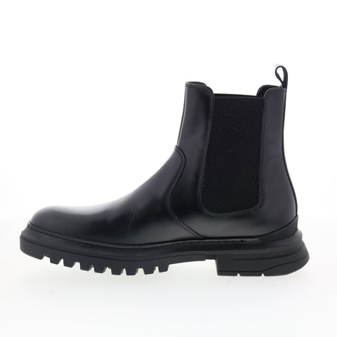Aquatalia Enrico Waterproof M106901 Mens Black Leather Slip On Chelsea Boots