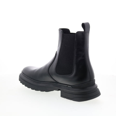 Aquatalia Enrico Waterproof M106901 Mens Black Leather Slip On Chelsea Boots