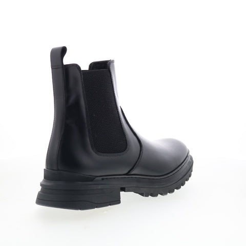 Aquatalia Enrico Waterproof M106901 Mens Black Leather Slip On Chelsea Boots