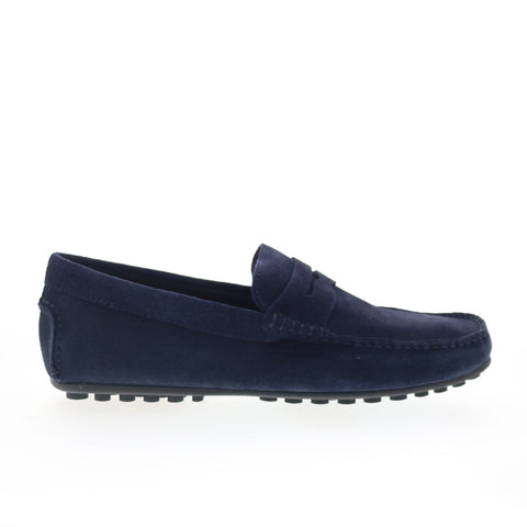 Aquatalia Lucca Waterproof M110073 Mens Blue Suede Loafers & Moccasin Shoes