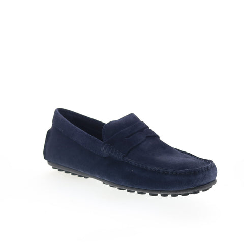 Aquatalia Lucca Waterproof M110073 Mens Blue Suede Loafers & Moccasin Shoes