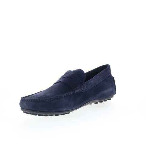 Aquatalia Lucca Waterproof M110073 Mens Blue Suede Loafers & Moccasin Shoes
