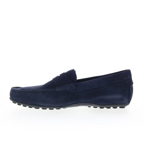 Aquatalia Lucca Waterproof M110073 Mens Blue Suede Loafers & Moccasin Shoes