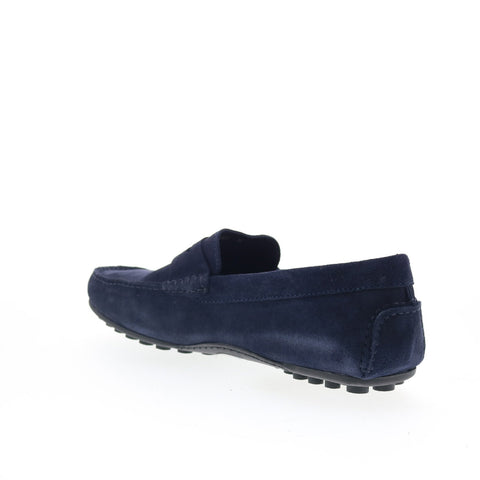 Aquatalia Lucca Waterproof M110073 Mens Blue Suede Loafers & Moccasin Shoes
