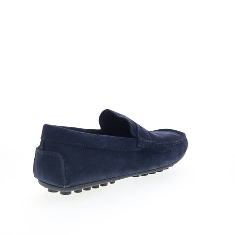 Aquatalia Lucca Waterproof M110073 Mens Blue Suede Loafers & Moccasin Shoes