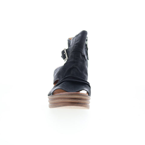 Miz Mooz Anastasia M29015-101-6002 Womens Black Leather Wedges Sandals Shoes
