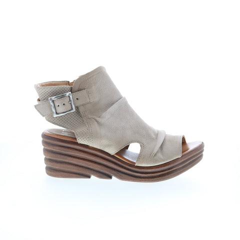 Miz Mooz Anastasia M29015-101-6368 Womens Gray Leather Wedges Sandals Shoes