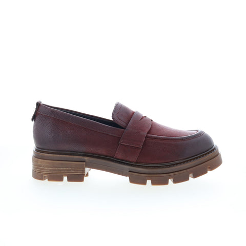 Miz Mooz Bewitch M79157-402-6345 Womens Burgundy Leather Loafer Flats Shoes
