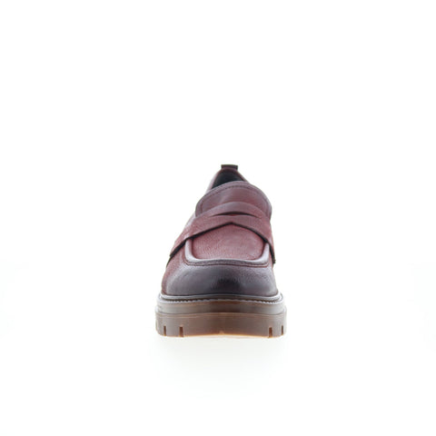 Miz Mooz Bewitch M79157-402-6345 Womens Burgundy Leather Loafer Flats Shoes