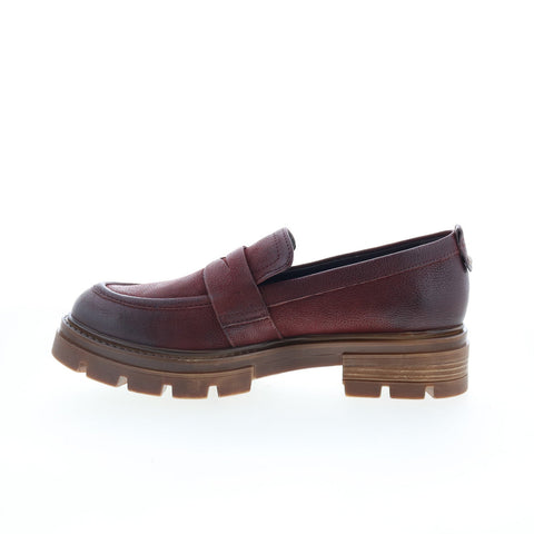 Miz Mooz Bewitch M79157-402-6345 Womens Burgundy Leather Loafer Flats Shoes