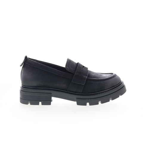 Miz Mooz Bewitch M79157-403-6002 Womens Black Leather Loafer Flats Shoes