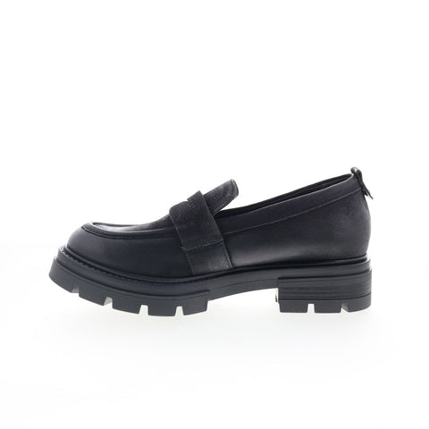 Miz Mooz Bewitch M79157-403-6002 Womens Black Leather Loafer Flats Shoes