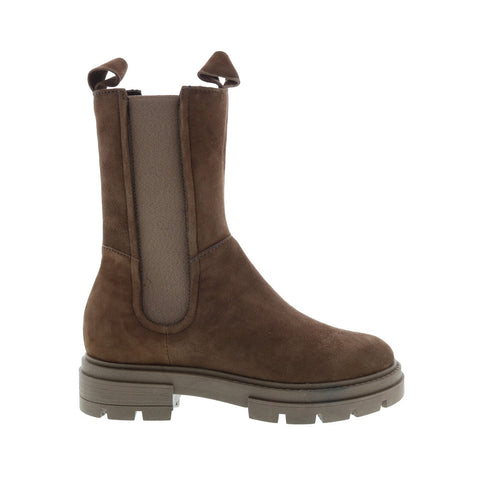 Miz Mooz Block M79203 Womens Brown Suede Slip On Chelsea Boots