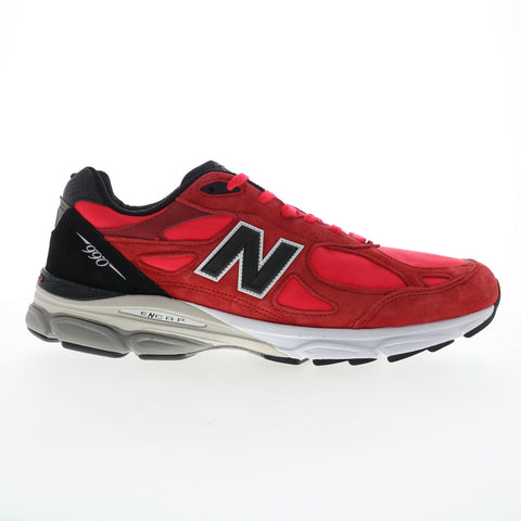 New Balance 990 M990PL3 Mens Red Suede Lace Up Lifestyle Sneakers Shoes