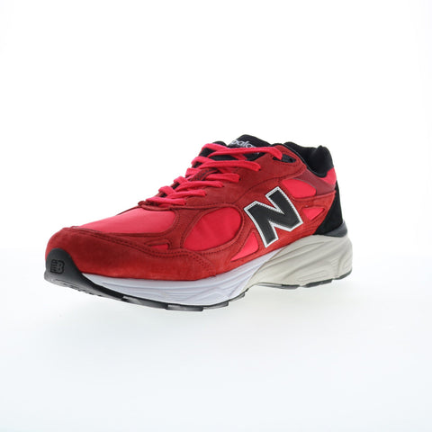 New Balance 990 M990PL3 Mens Red Suede Lace Up Lifestyle Sneakers Shoes